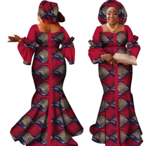 Vestidos africanos para mulheres design de moda novo africano bazin design de moda vestido longo com cachecol roupas africanas wy2347